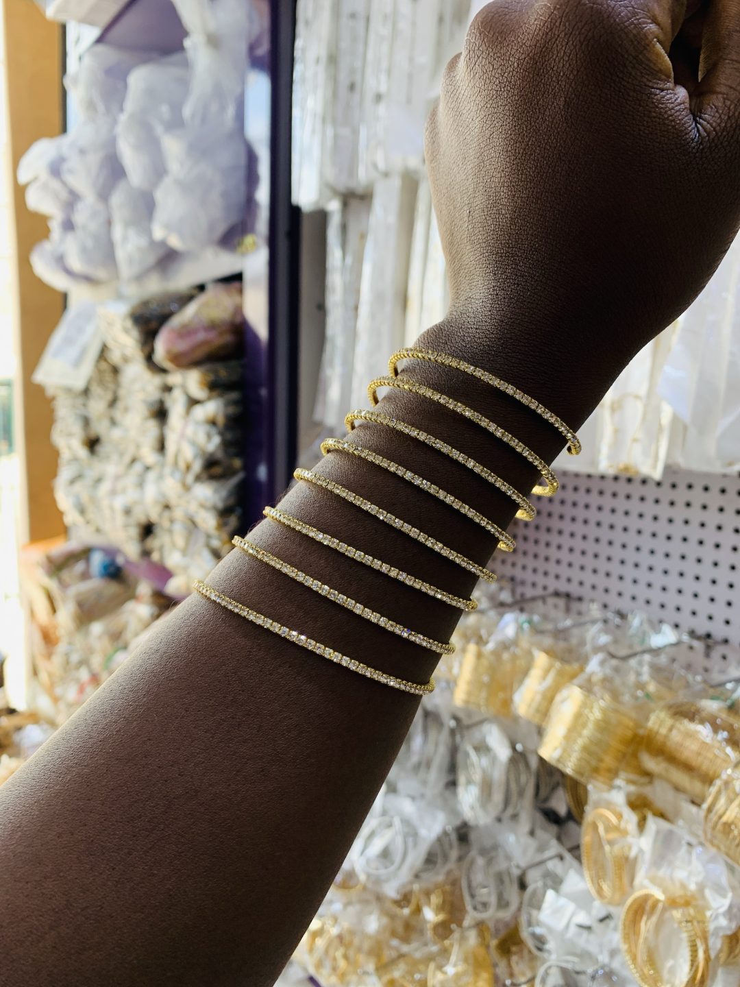 8 Roll white stoned spiral bangle 003 - Image 2