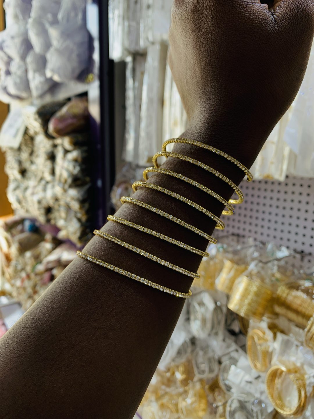 8 Roll white stoned spiral bangle 003 - Image 3