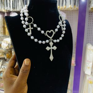 Vintage cross double necklace