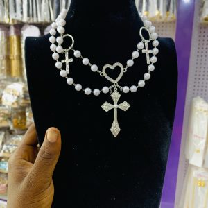 Vintage cross double necklace