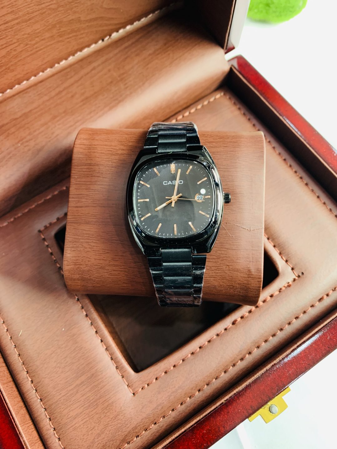 Casio luxury watch with Formica box