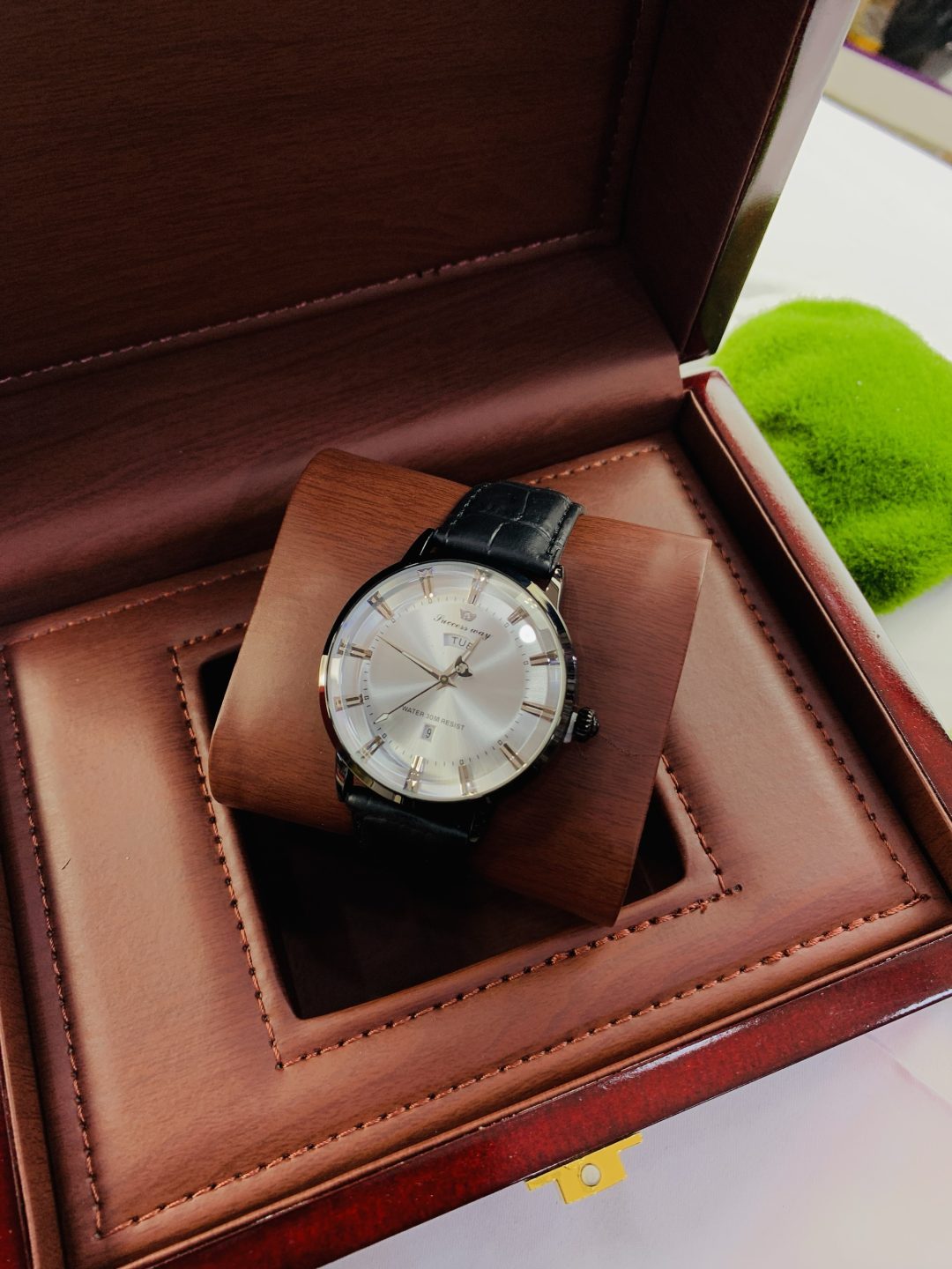 Success way luxury leather strap with plastic box
