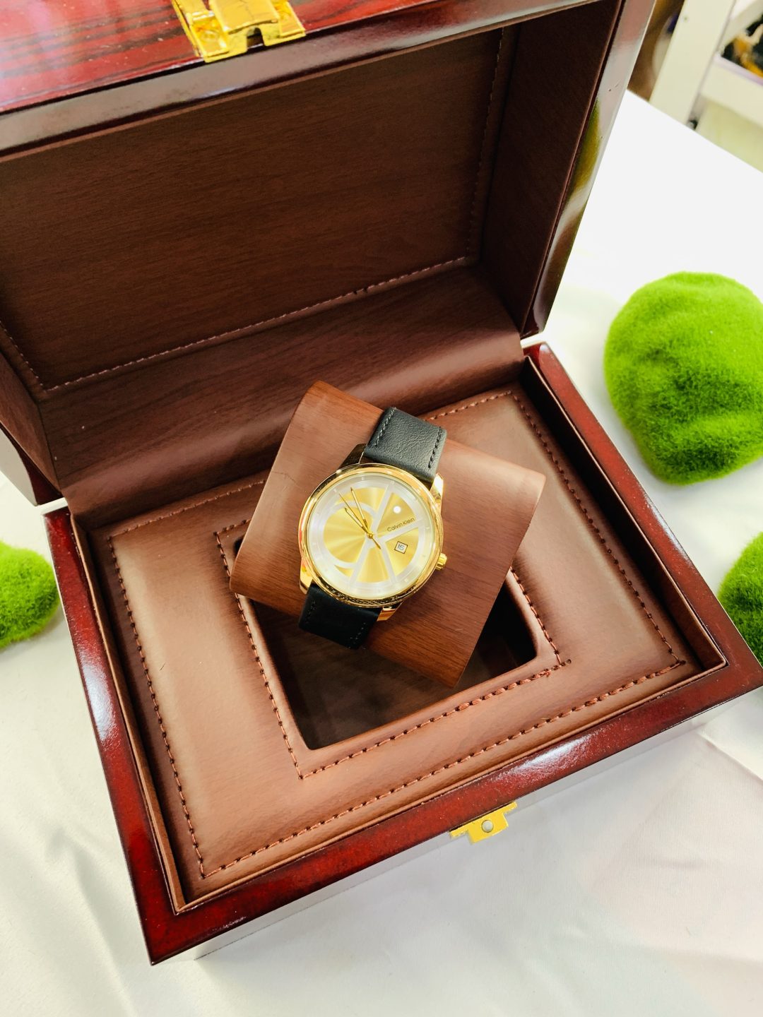 Calvin Klein leather strap luxury watch with exact box