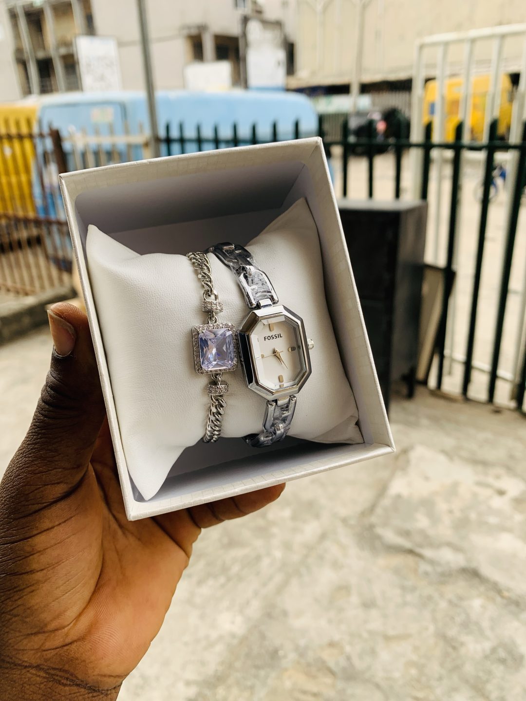 Fossil Silver watch combo with box - Image 4