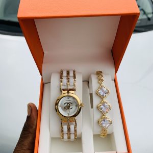 Channel gold white face with exact box