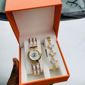 Channel gold white face with exact box