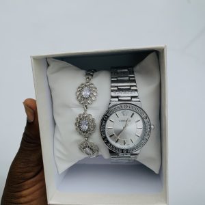 Versace silver watch combo with box