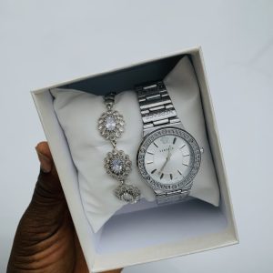 Versace silver watch combo with box