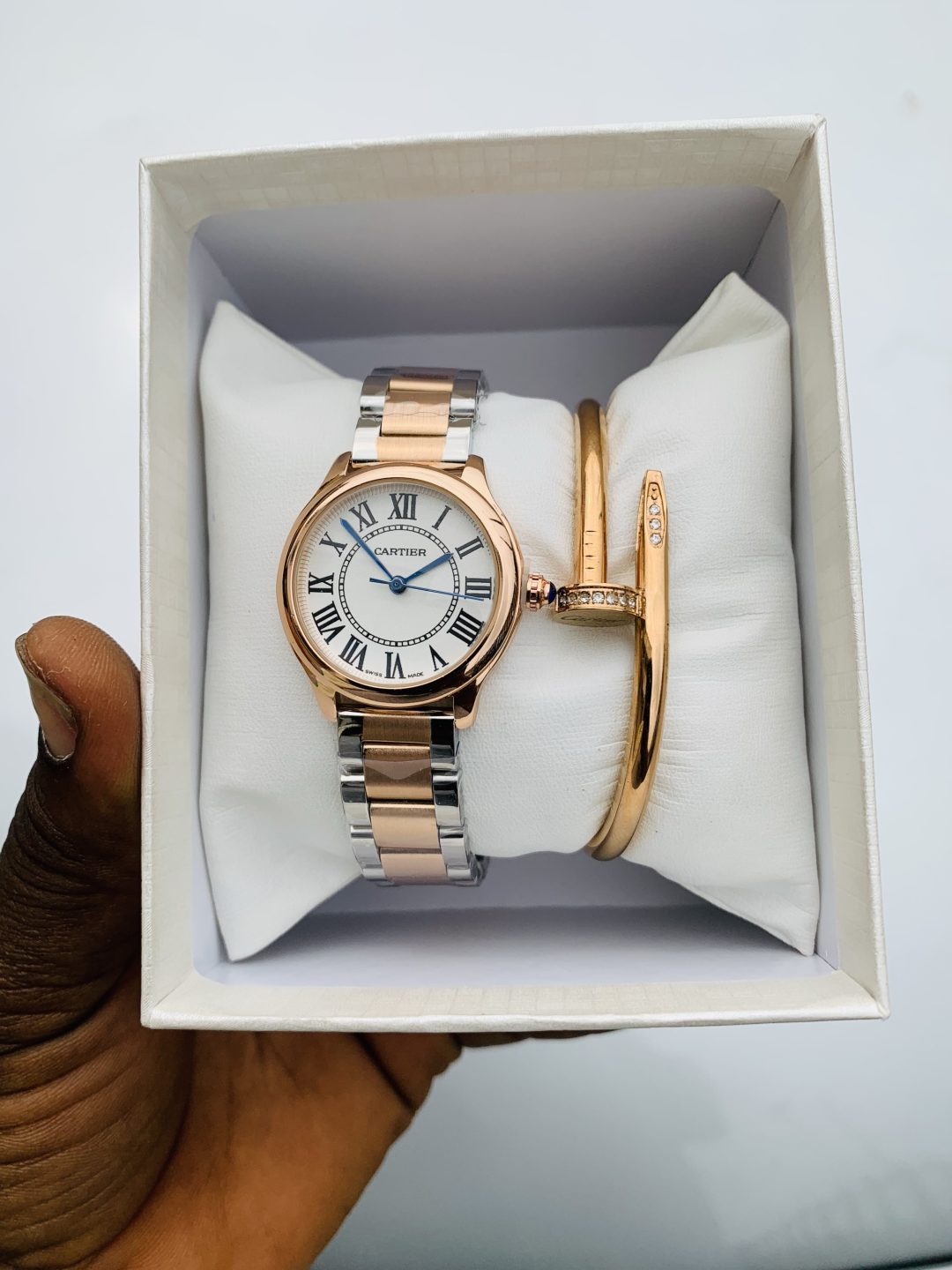 Cartier Silver/Roségold with box