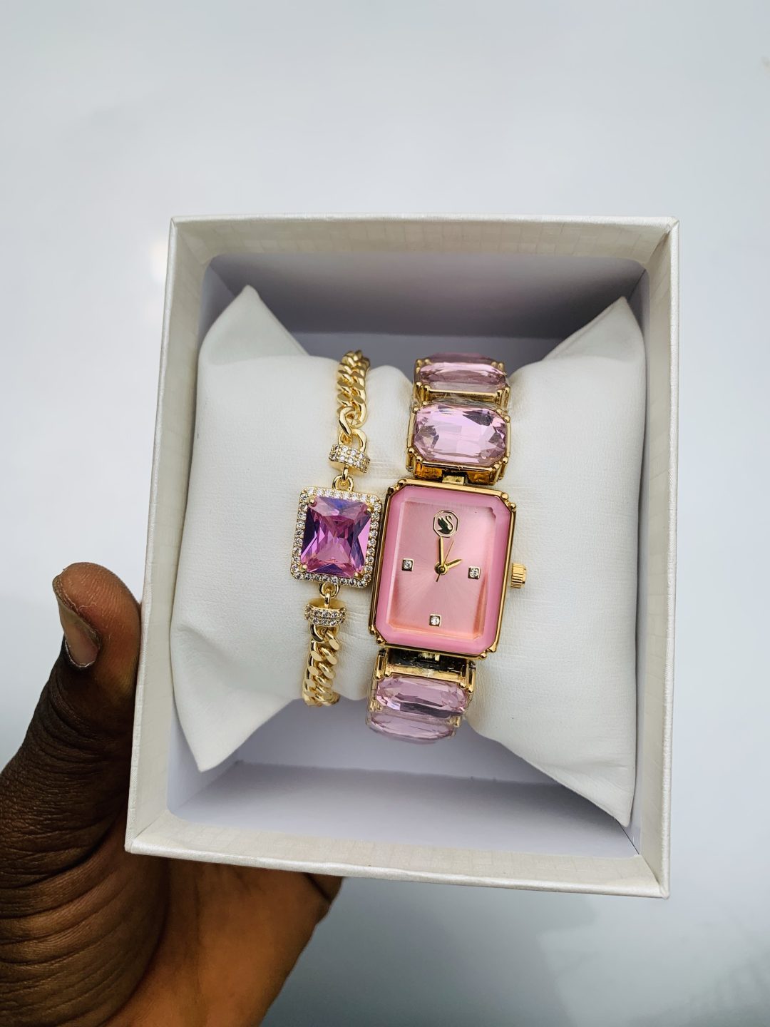 Swarovski gold/pink face with box - Image 3