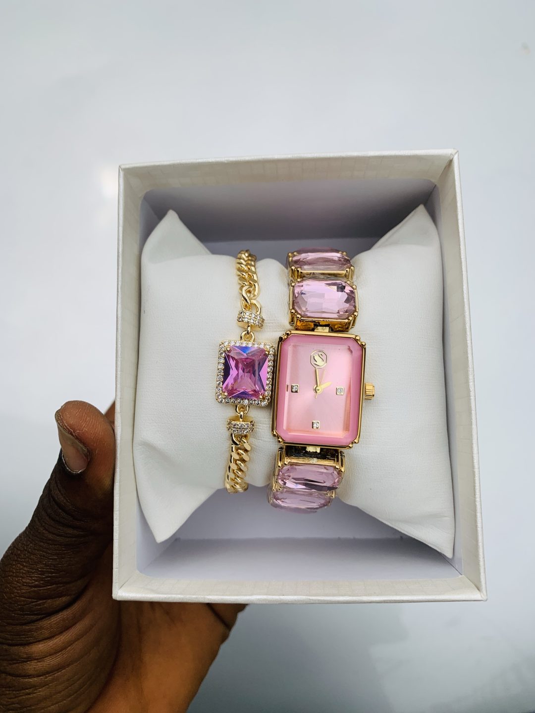 Swarovski gold/pink face with box - Image 2