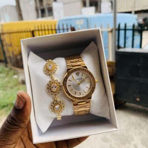Versace gold watch combo with box