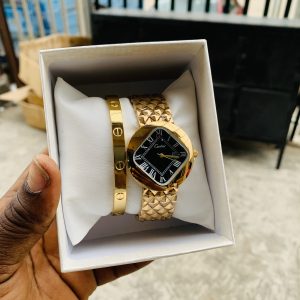 Cartier gold luxury watch combo with box