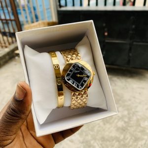 Cartier gold luxury watch combo with box