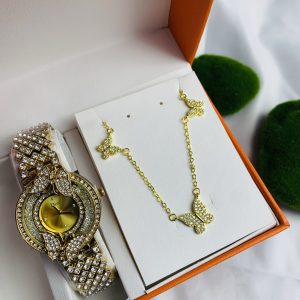 Dior gold watch combo with paper box