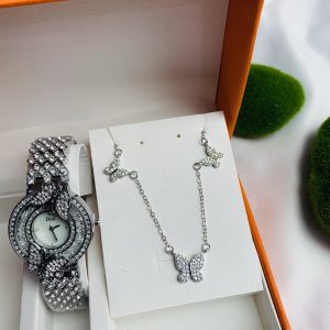 Dior silver watch combo with paper box