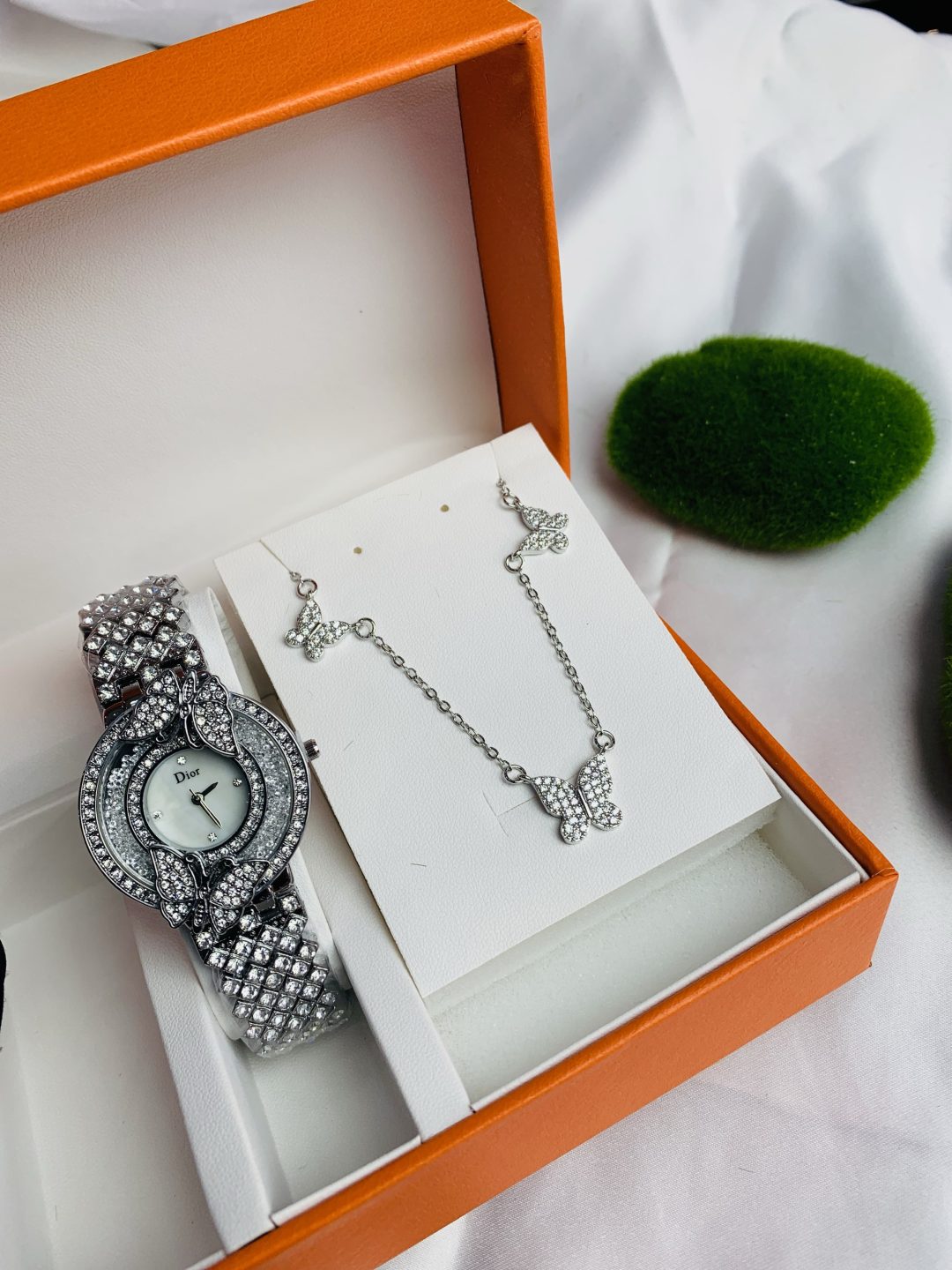 Dior silver watch combo with paper box - Image 2
