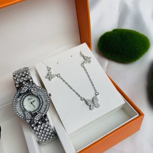 Dior silver watch combo with paper box