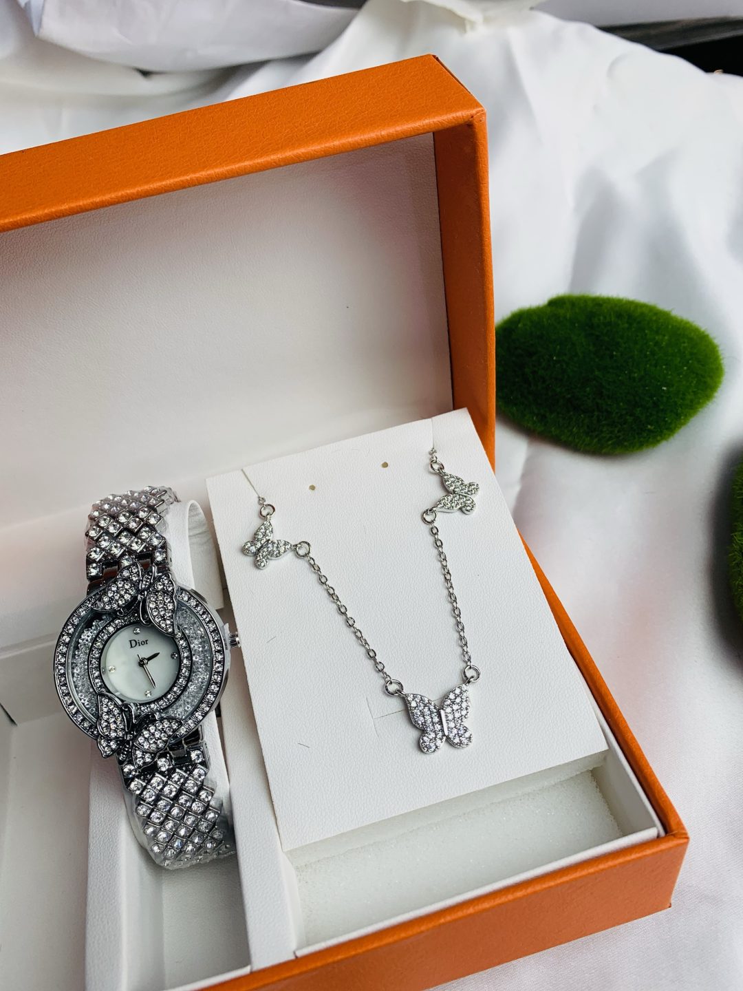 Dior silver watch combo with paper box - Image 3