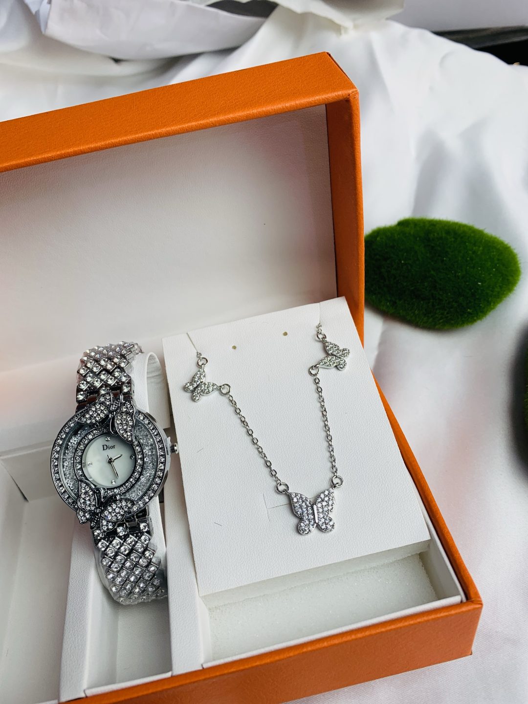 Dior silver watch combo with paper box - Image 4