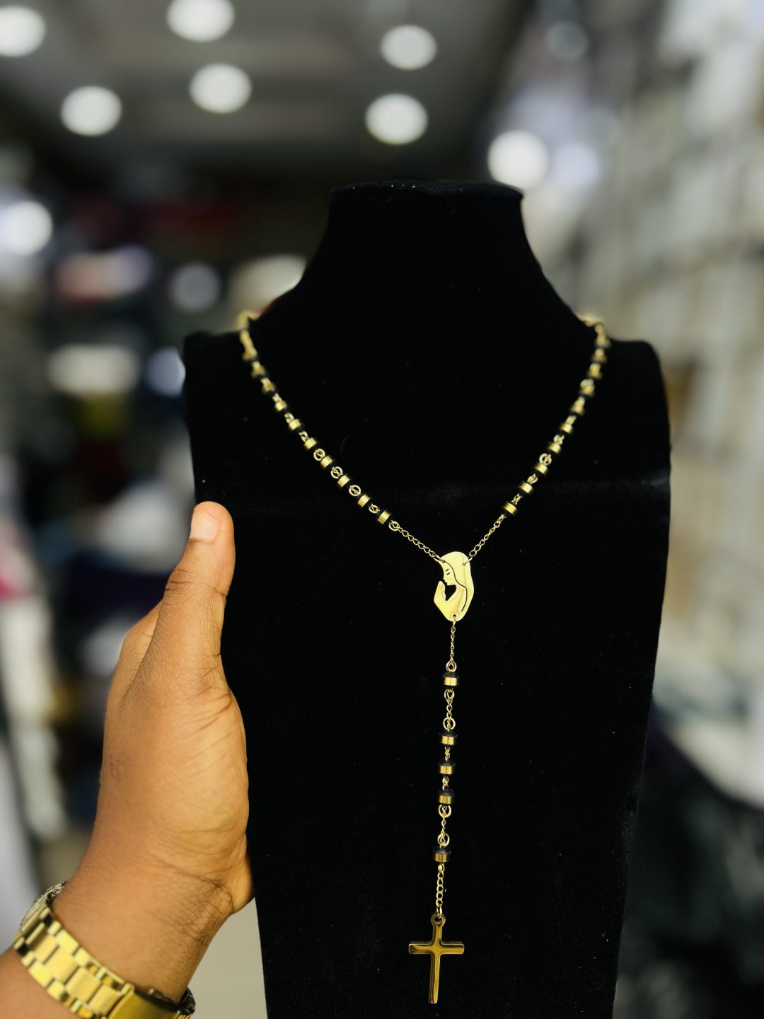 Black and gold designers Rosary 002 - Image 3