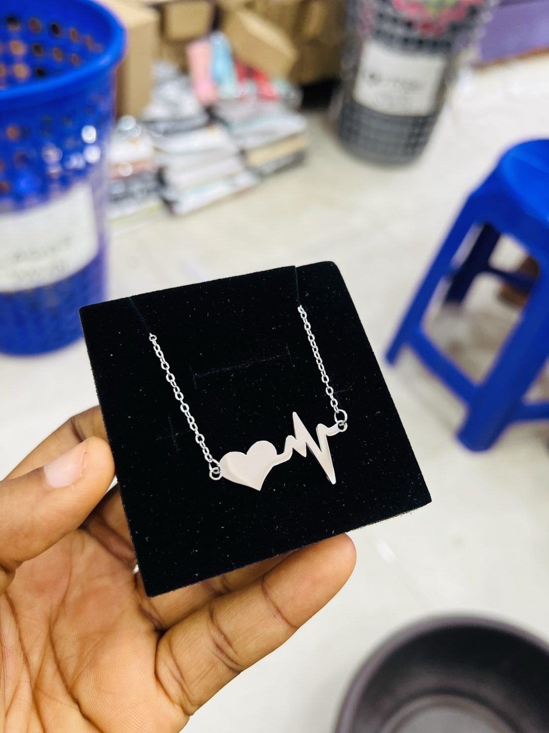 Engraved Silver pulse necklace - Image 2
