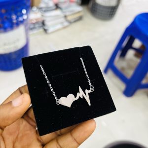 Engraved Silver pulse necklace