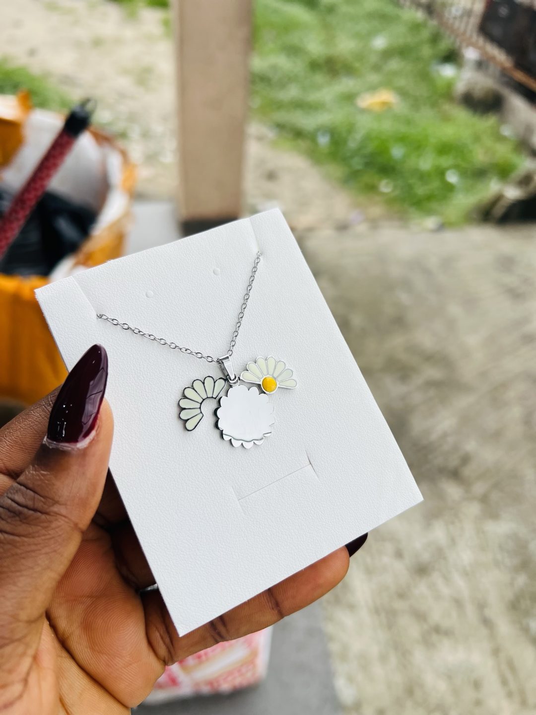 Engraved silver sunflower necklace 003 - Image 2
