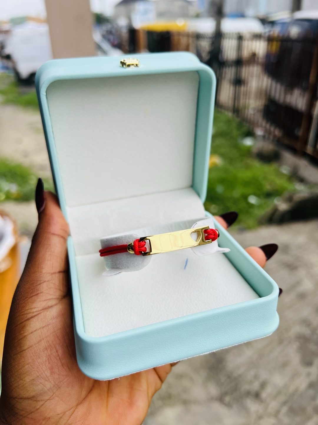 Engraved red flat love drawstring bracelet - Image 3