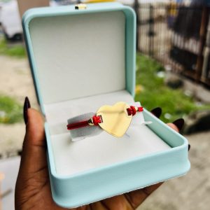Engraved red love drawstring bracelet