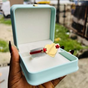 Engraved red love drawstring bracelet