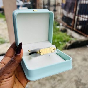 Engraved flat drawstring bracelet