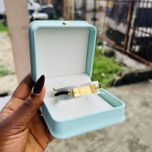 Engraved flat drawstring bracelet
