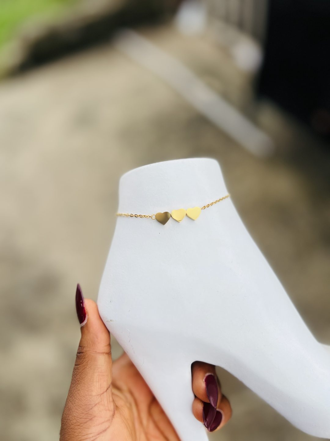 Engraved 3 heart anklets