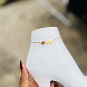 Engraved 3 heart anklets