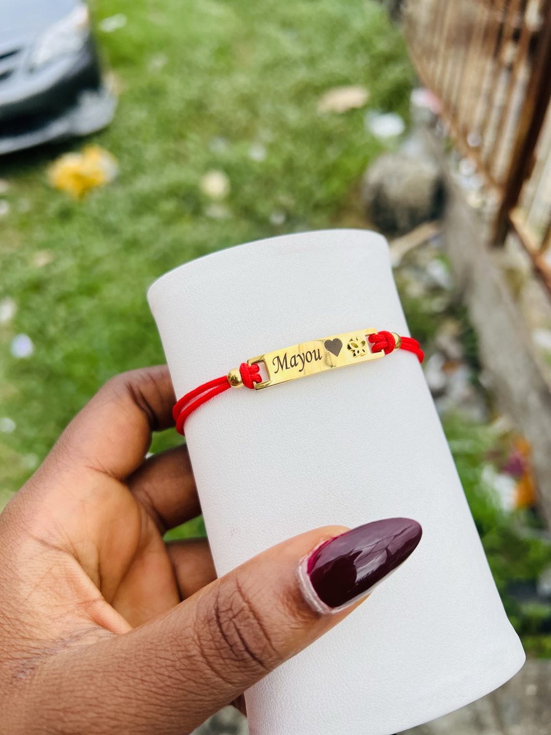 Engraved red butterfly drawstring bracelet - Image 7