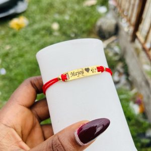 Engraved red butterfly drawstring bracelet