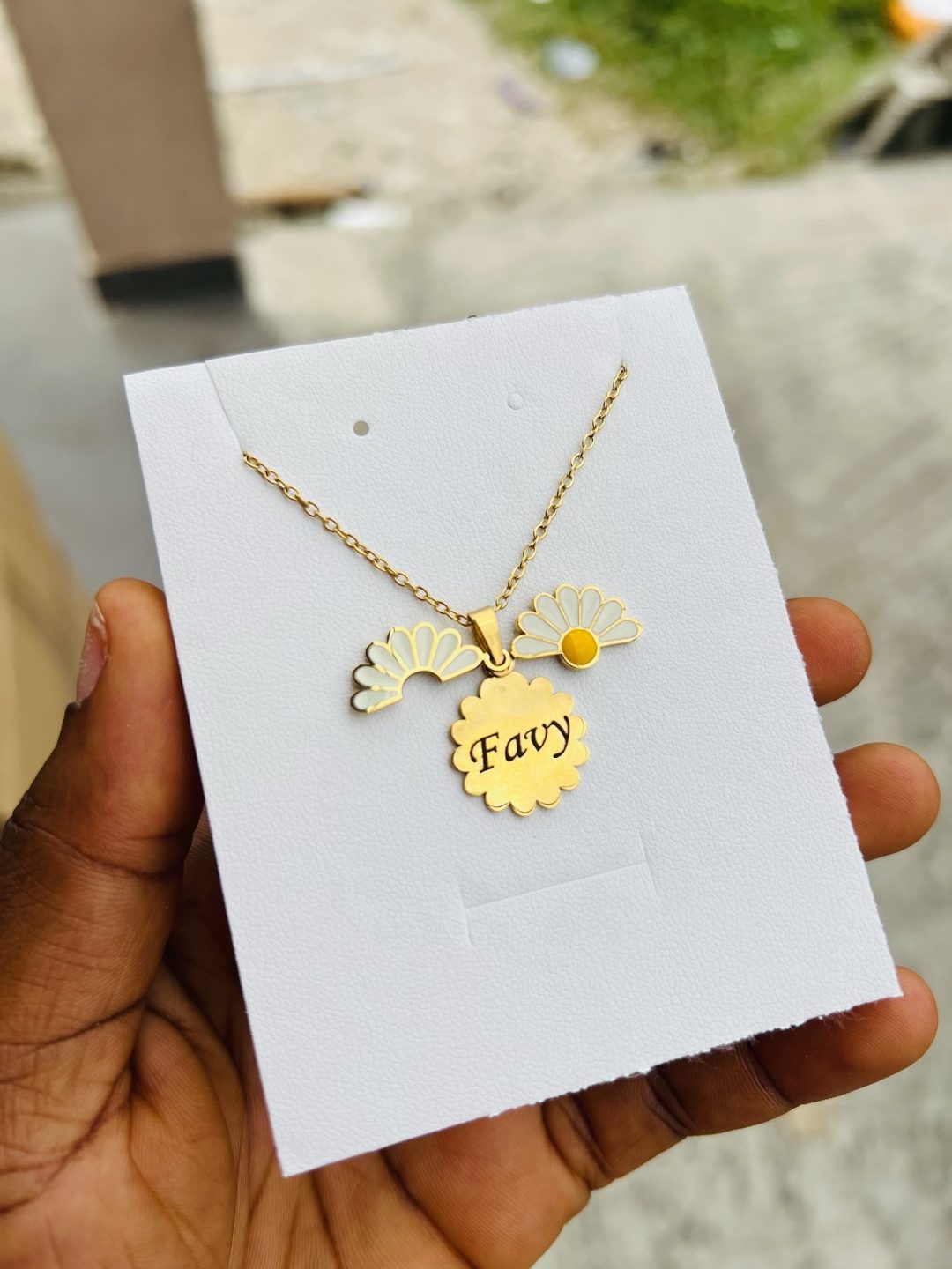 Engraved sunflower with barcode necklace - Image 2
