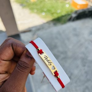 Engraved red flat love drawstring bracelet
