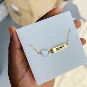 Engraved white stoned love bracelet