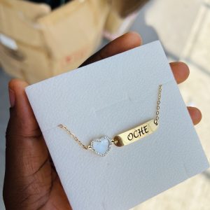 Engraved white stoned love bracelet