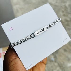 Engraved Silver mini Cuban bracelet