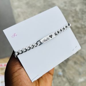 Engraved Silver mini Cuban bracelet