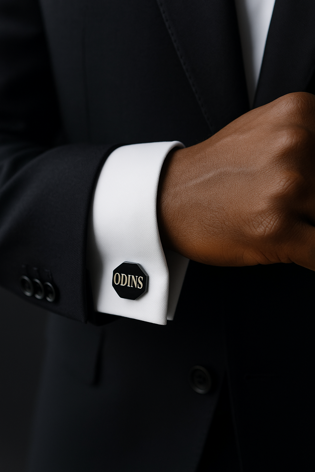 Engraved black hexagon cufflinks