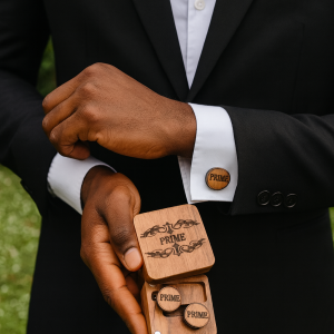 Engraved wooden cufflinks with exact box!