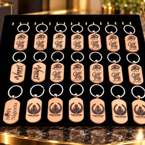 Engraved wooden key holder