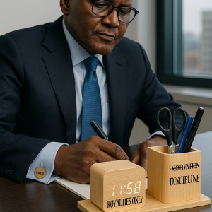 Engraved wooden clock table pen holder