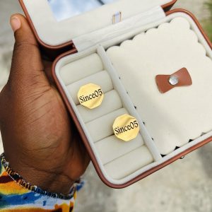 Engraved gold hexagon cufflinks