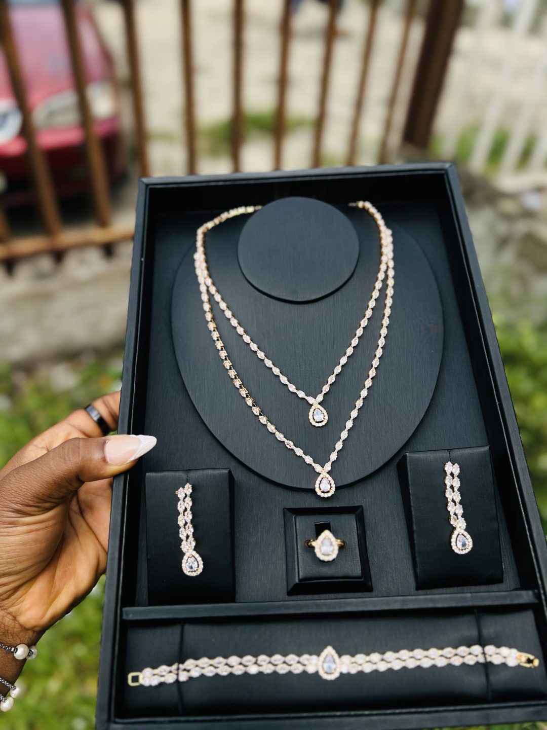 005 Zirconia bridal set (gold colour)