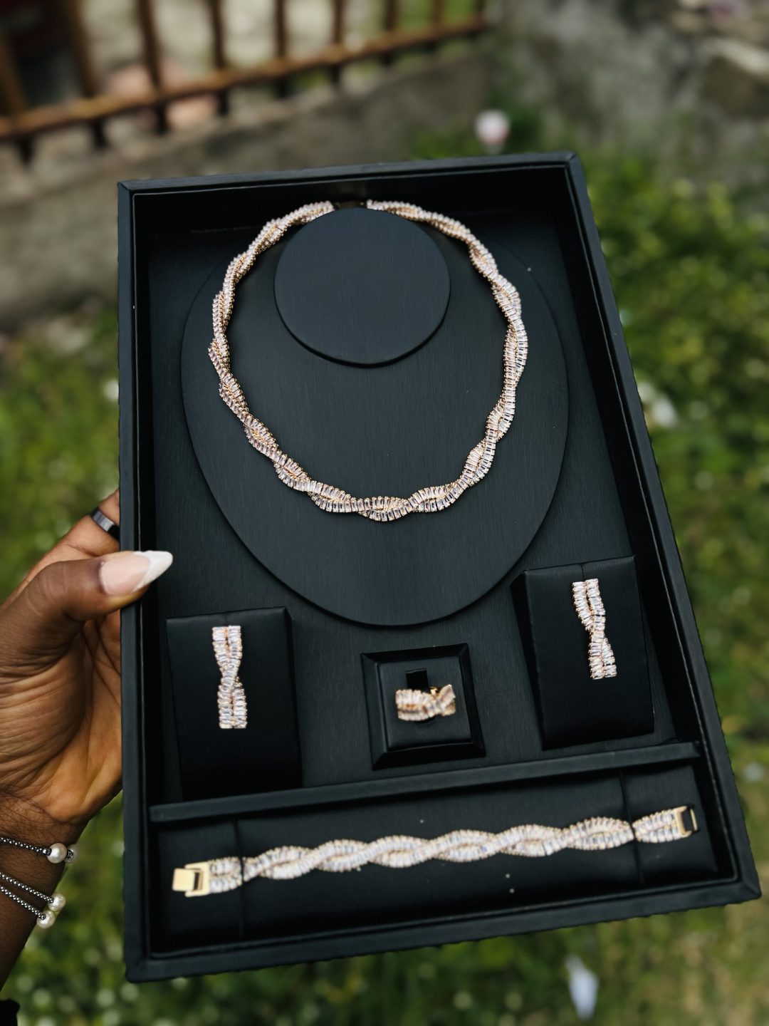 009 Zirconia bridal set (gold colour)